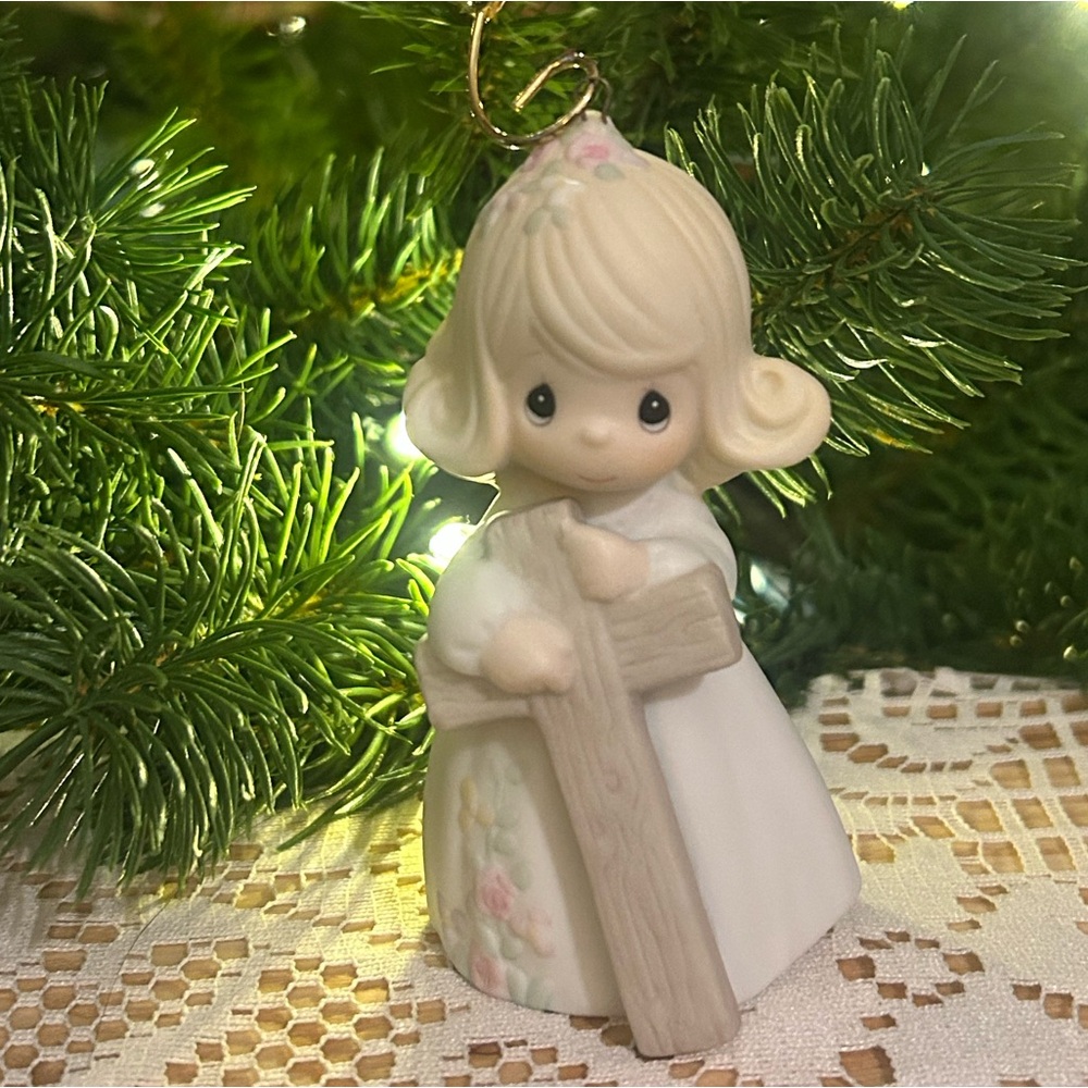 ✝️🩷VTG Precious Moments 1989 Ornament “I Believe in the Old Rugged Cross” BOX